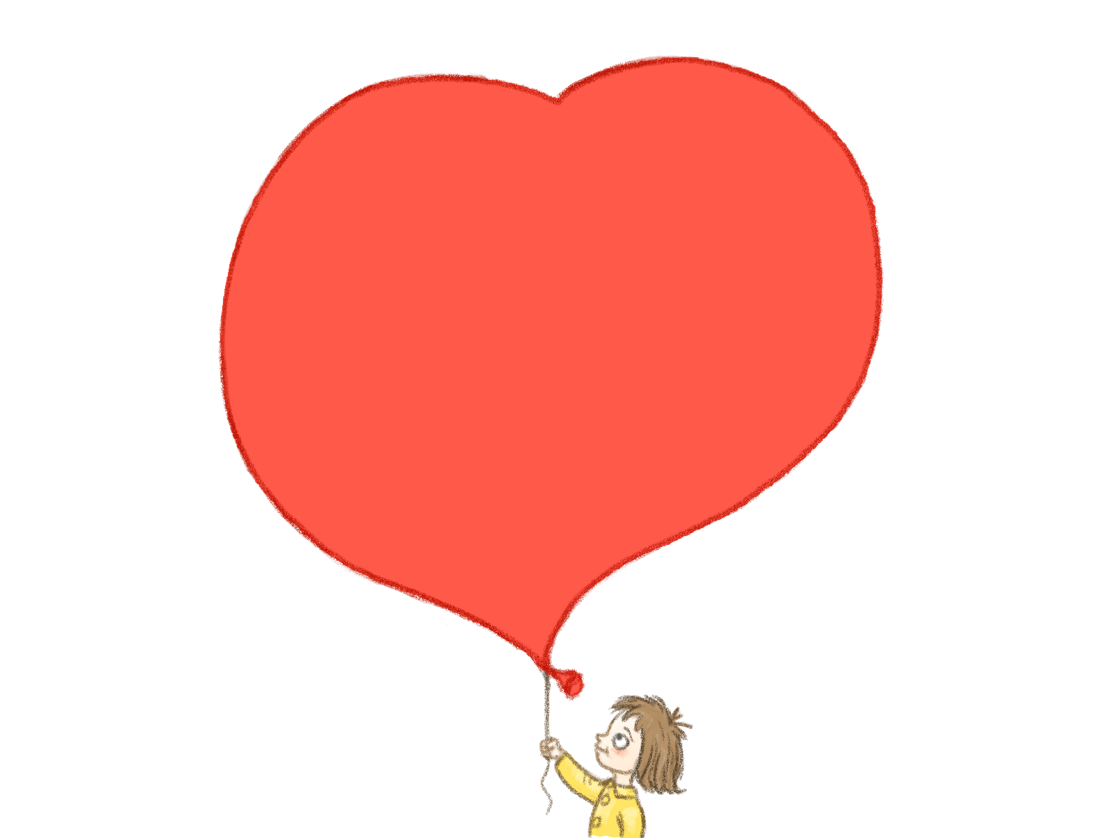 Girl holding a red heart balloon